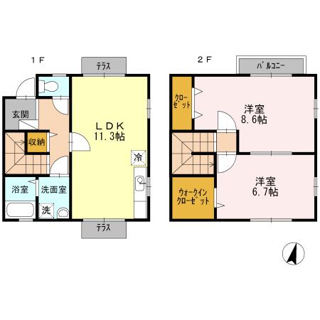 シャルマン(2LDK/1階)の間取り写真