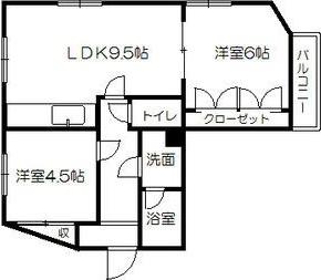 スカイハイツ T1(2LDK/3階)の間取り写真