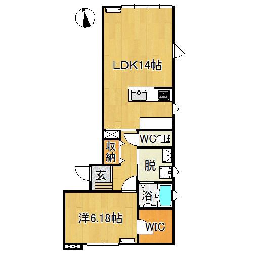 メゾンユアフルK(1LDK/2階)の間取り写真
