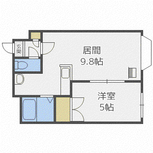 ロイヤルミレイII(1LDK/3階)の間取り写真