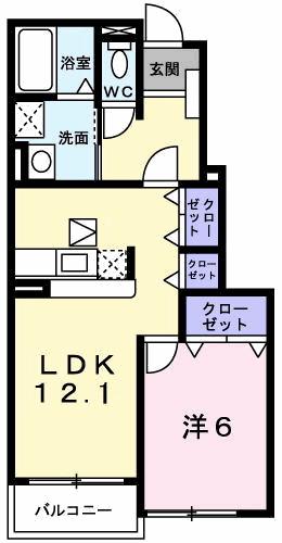 プリムローズTK(1LDK/1階)の間取り写真