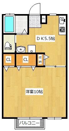 コーポエストベリ-(1DK/2階)の間取り写真