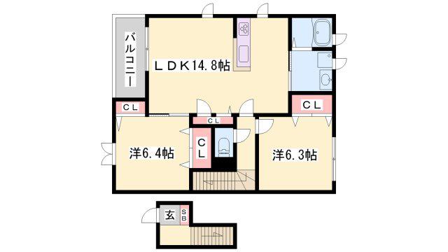アマルフィY(2LDK/2階)の間取り写真