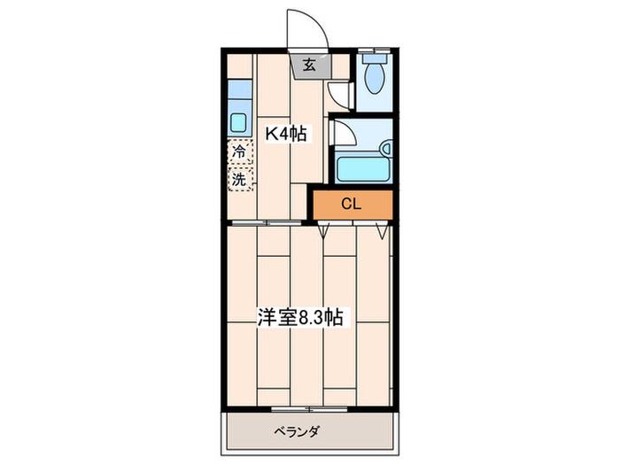 ハイツ栴檀(1K/2階)の間取り写真