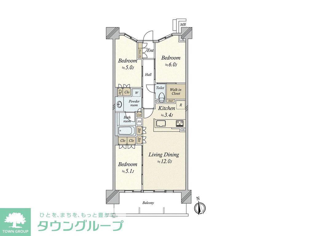パークホームズLALA名古屋みなとアクルス(3LDK/10階)の間取り写真