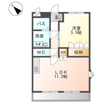 ウインドソング(1LDK/2階)の間取り写真