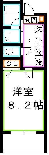ファミール新川(1K/3階)の間取り写真