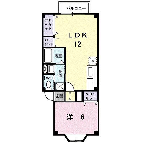 ハイツグランピ(1LDK/2階)の間取り写真