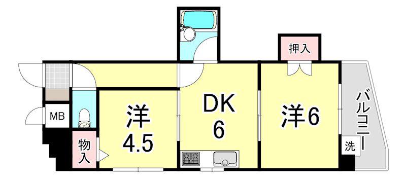 サンビルダー六甲駅前(2DK/2階)の間取り写真