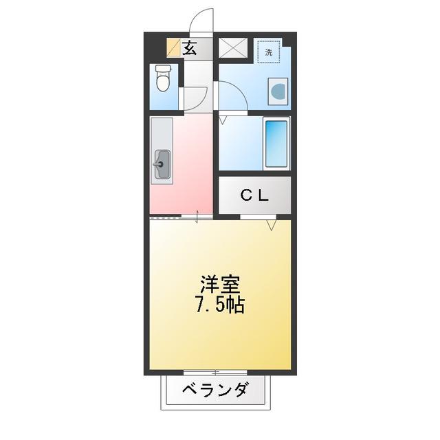 BM亀山II(1K/2階)の間取り写真