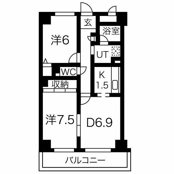 グレース堀田(2DK/8階)の間取り写真