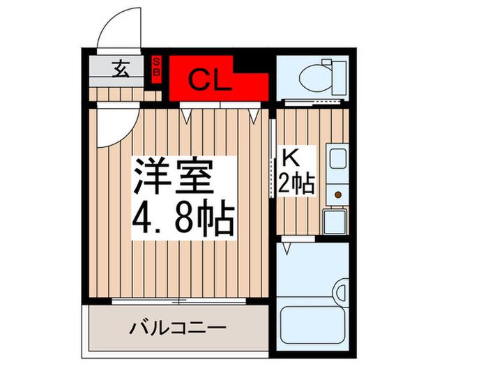 MELDIA竹ノ塚II(1K/2階)の間取り写真