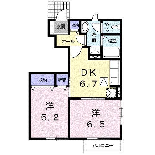 SHAMROCKIII(2DK/1階)の間取り写真