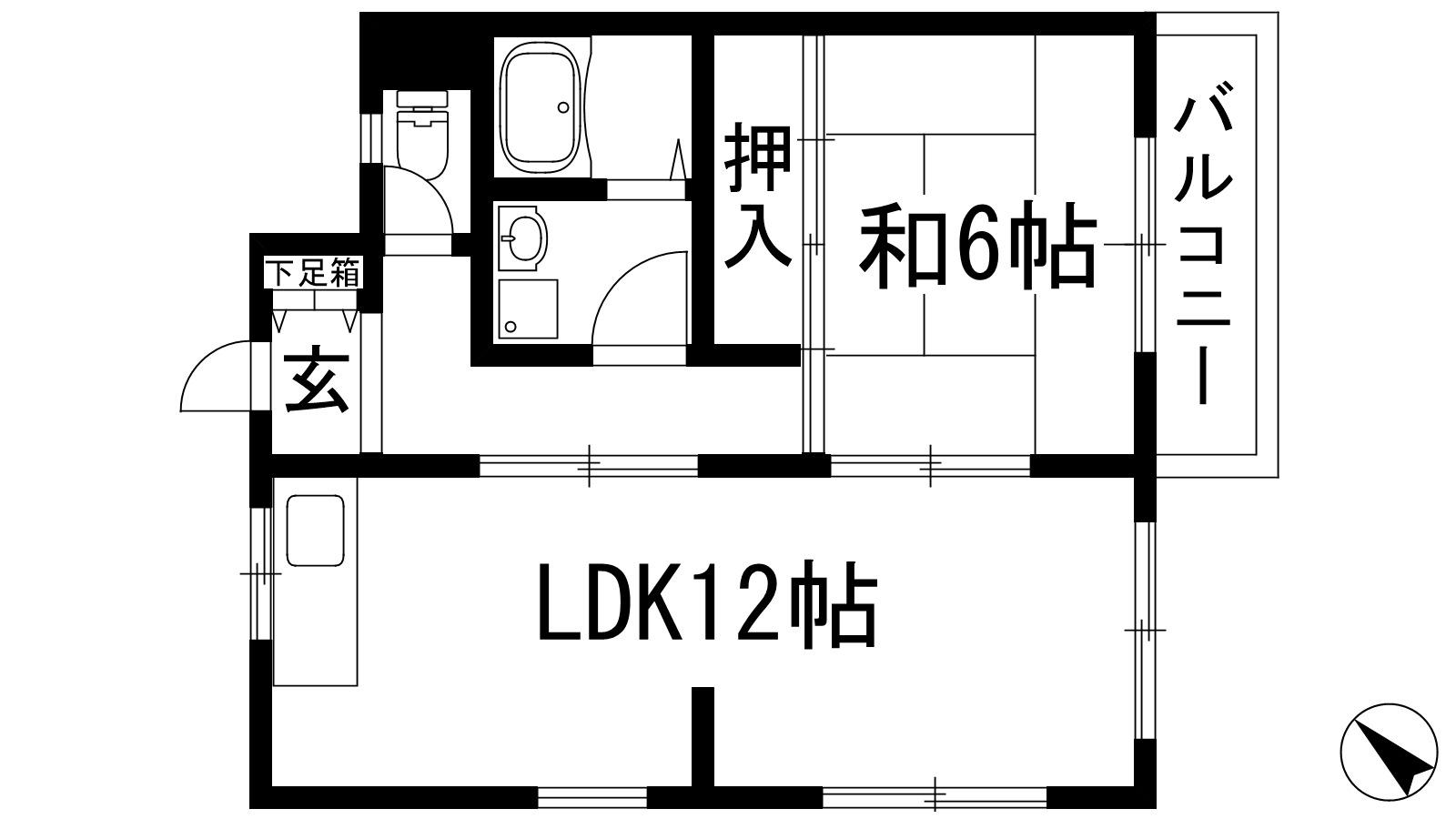 村上マンション(1LDK/3階)の間取り写真
