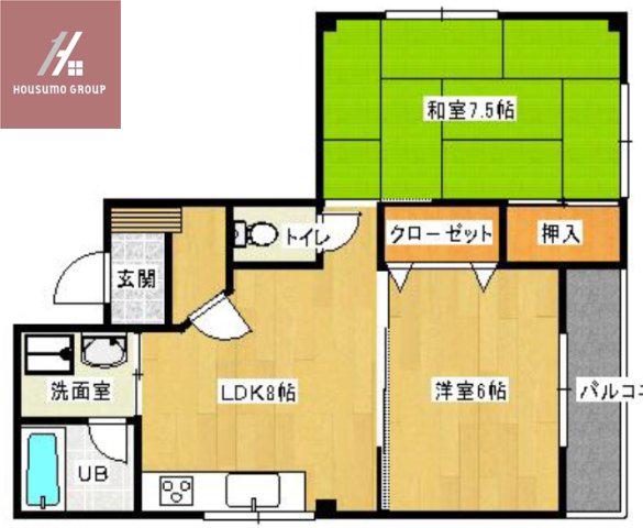 サツキハイツ(2LDK/3階)の間取り写真