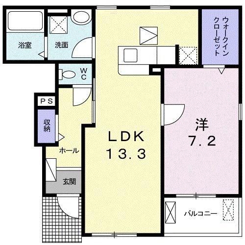 ハピネス高良台(1LDK/1階)の間取り写真