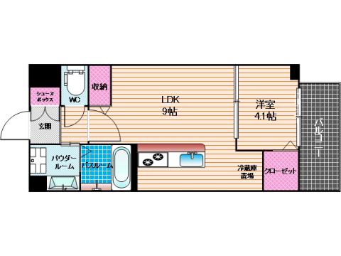リブラ井尻(1LDK/5階)の間取り写真