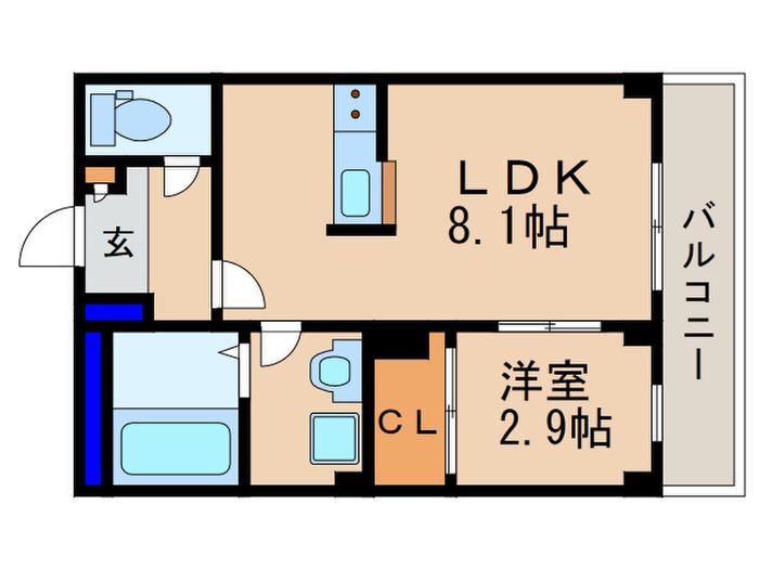 ベルメゾンFII(1LDK/4階)の間取り写真