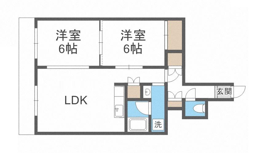 アクティブプラザ厚別西(2LDK/6階)の間取り写真