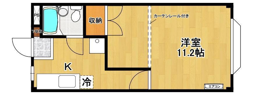 ドエル富田(1K/2階)の間取り写真