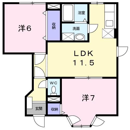 メゾンミニヨン(2LDK/1階)の間取り写真