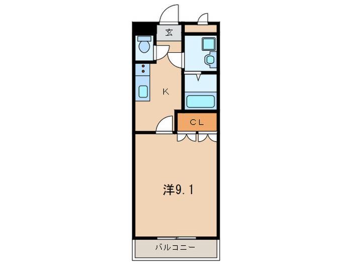 レジデンスE&R(1K/1階)の間取り写真