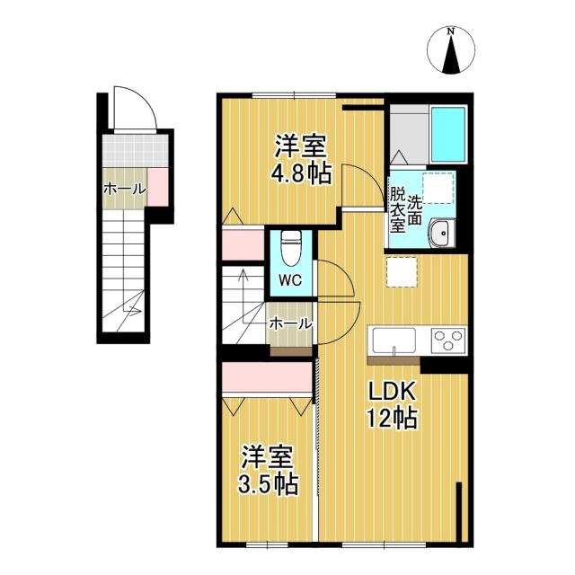 ハイムメゾン双葉町B棟(2LDK/2階)の間取り写真