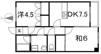 西村コーポレーションI(2DK/2階)の間取り写真