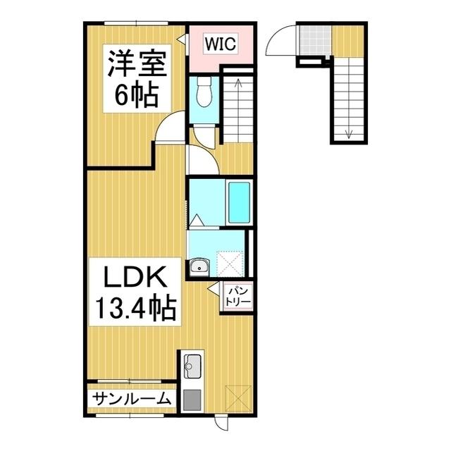 サジテール 青木島(1LDK/2階)の間取り写真
