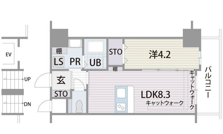 マリアヴィラ高宮(1LDK/2階)の間取り写真