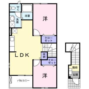 メゾン小夢(2LDK/2階)の間取り写真