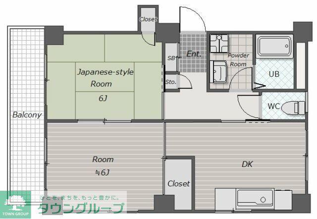 ベルクレスト(2DK/2階)の間取り写真