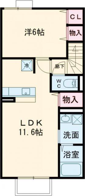 プレシャス桜ヶ丘(1LDK/2階)の間取り写真