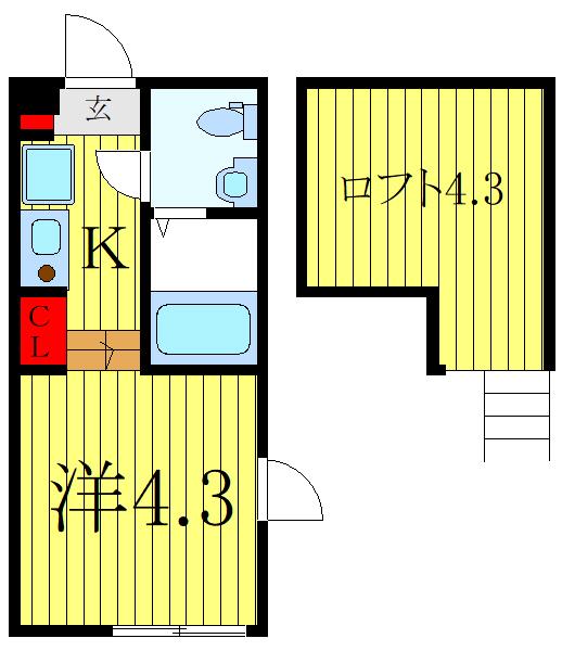 ハーモニーテラス蓮沼町II(1K/1階)の間取り写真