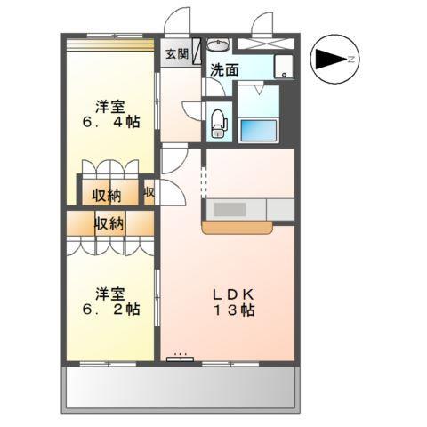 グレイスヴィラA棟(2LDK/1階)の間取り写真