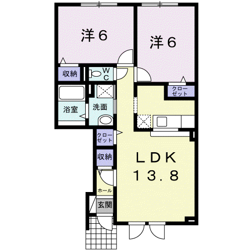 ウィステリア(2LDK/1階)の間取り写真