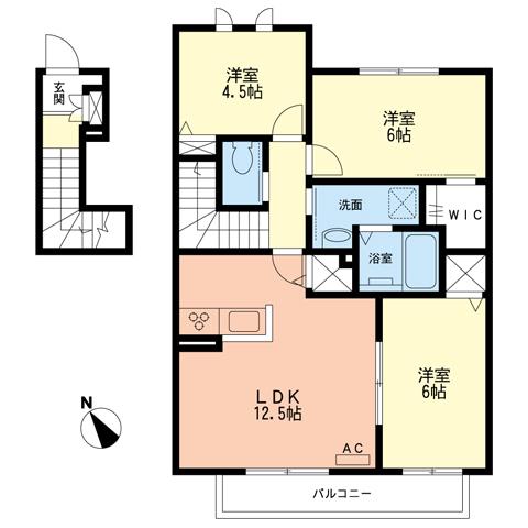 サンモール宮田I(3LDK/2階)の間取り写真
