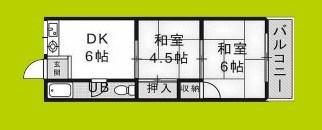 長吉コーポ(2DK/4階)の間取り写真