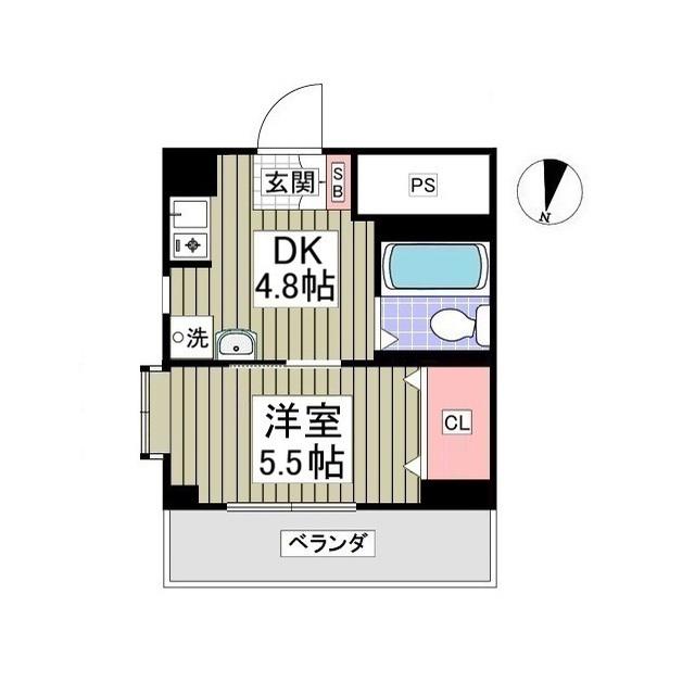 サンルビーASAHI(1DK/2階)の間取り写真