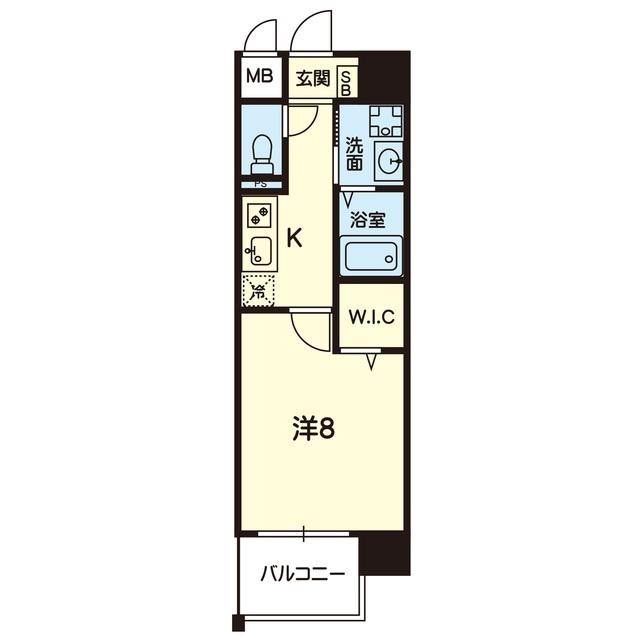 ライズ光の森(1K/8階)の間取り写真