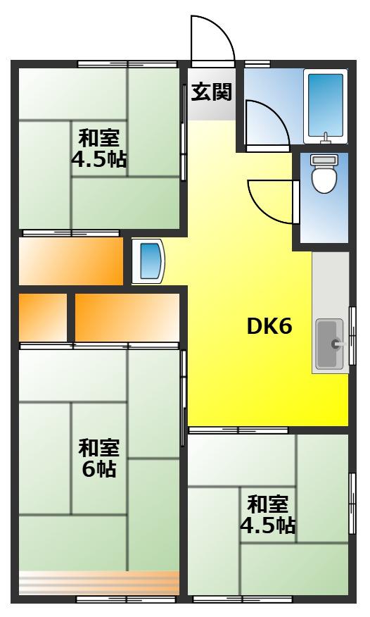 吉田アパート(3DK/2階)の間取り写真