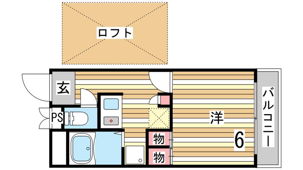 レオパレスベル芦屋(1K/1階)の間取り写真