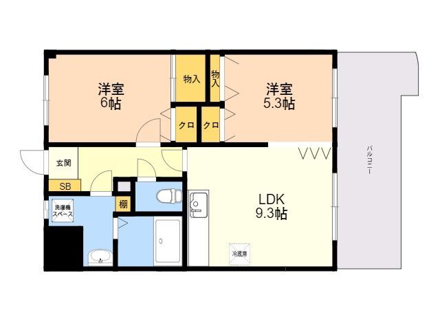 フォルスト平尾(2LDK/11階)の間取り写真