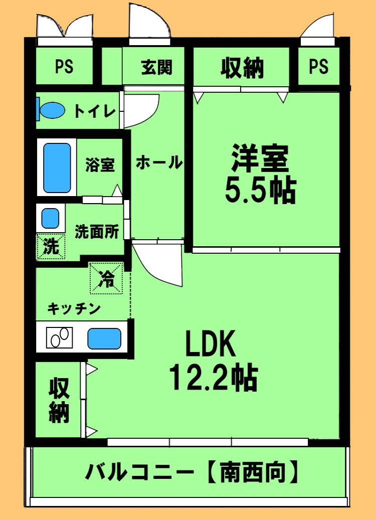 マイフェアー相模原(1LDK/2階)の間取り写真