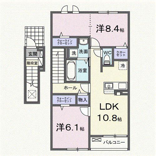 クローリス III(2LDK/2階)の間取り写真