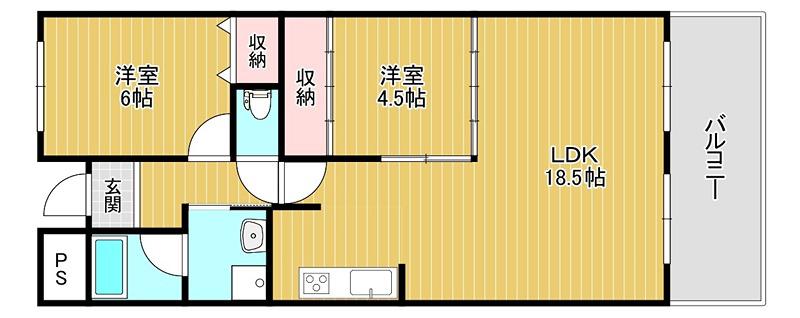 ギャレ金剛(2LDK/4階)の間取り写真