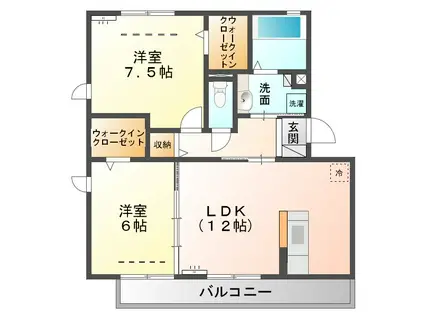 ヴィラ清流(2LDK/2階)の間取り写真