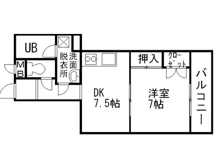 河西ビル(1DK/3階)の間取り写真