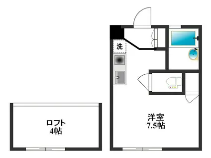 YS新所沢(1K/2階)の間取り写真