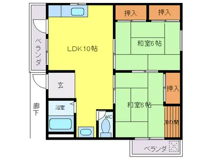 はまゆう物産株式会社(2LDK/3階)の間取り写真